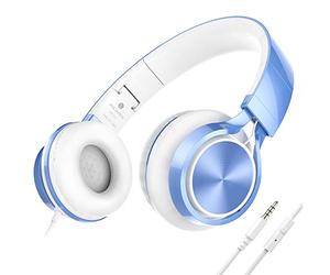 AILIHEN MS300 Casque Filaire avec Microphone pour Chromebook Ordinateur Portable Smartphone, 3.5mm Casque léger Pliable pour l'école Adolescents Filles Garçons Adolescents Cours en Ligne(Bleu)