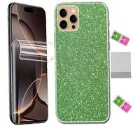 AILIKA Protection face arrière effet strass Vert aspect scintillant avec écran hydrogel transparent couverture intégrale Compatible avec Motorola Razr 40 Ultra