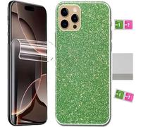 AILIKA Protection face arrière effet strass Vert aspect scintillant avec film protecteur écran hydrogel affichage préservé Compatible avec Huawei Pura 70 Ultra