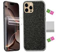 AILIKA Surface arrière brillante Noir effet bijou avec protection écran hydrogel transparent couverture intégrale Compatible avec Motorola G 2024