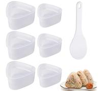 Aililong 6 pièces boulettes Triangle Moule pour boulettes Anti - adhésif Sushi Triangle Moule avec 1 cuillère à Manger Cuisine DIY (3 Grandes et 3 Petites)