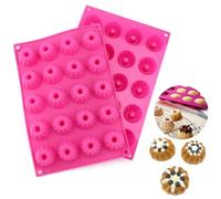 Aililong Lot de 2 mini moules à kouglof en silicone - 40 trous - Petit moule à savarin antiadhésif pour mini muffins, gâteaux, brownies et plus encore - 29 x 19,5 x 2,2 cm