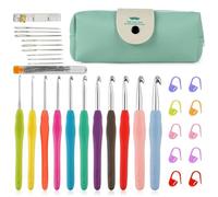 Aililong Lot de 32 crochets avec crochets de 2 à 8 mm, poignées ergonomiques en caoutchouc et sac de rangement. Le kit de crochet idéal pour les débutants et les experts