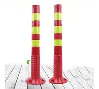 AILIMENG Voie D'accès Barrière De Parking,Barrière En Plastique Réfléchissante Avec Poteau De Contour Avec Boulons D'expansion Pour Le Contrôle De La Circulation(Red and Yellow,2 Pack)