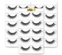 Aillen Faux cils en vison doux, aspect naturel, volume 6D, faux cils, faux cils pour tout type de visage, G09 noir