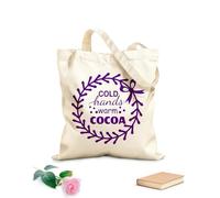 AILOONG Affiche typographique plate avec phrase motivante : « Mains froides, chocolat chaud », design de tasse avec citation inspirante et positive Sacs en toile à motifs personnalisables 340g/m²