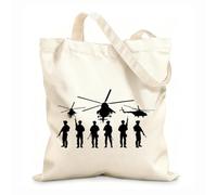 AILOONG Armée de guerre, hélicoptères de combat, aviation militaire Sac de courses en toile de coton tissu épais de 12 oz Utilise comme sac cadeau 31x36cm Moyen