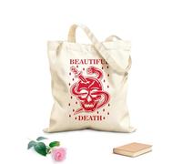 AILOONG Cabane à bandoulière en sangle Belle typographie macabre avec crâne et serpent tissu épais de 340g/m² Sac à dessin