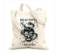 AILOONG Cabane à bandoulière en sangle Belle typographie macabre avec crâne et serpent tissu épais de 12 oz Sac à dessin 35x40cm Grand