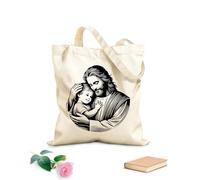 AILOONG Cabane à bandoulière en sangle clipart du profil du visage de Jésus-Christ tissu épais de 12 oz Sac à dessin 25x30cm Petit
