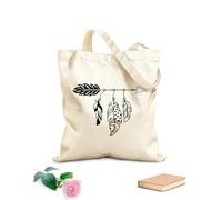 AILOONG Cabane à bandoulière en sangle Ensemble d'éléments de cadre bohème, tribal, flèche, plume, bordure florale bohème et style hippie tissu épais de 12 oz Sac à dessin 25x30cm Petit