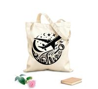 AILOONG Cabane à bandoulière en sangle Faites le tour du monde à bord d'un avion qui plane dans le ciel nocturne. tissu épais de 12 oz Sac à dessin 31x36cm Moyen