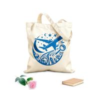 AILOONG Cabane à bandoulière en sangle Faites le tour du monde à bord d'un avion qui plane dans le ciel nocturne. tissu épais de 340g/m² Sac à dessin