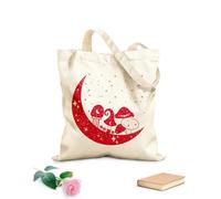 AILOONG Cabane à bandoulière en sangle lune bohème avec champignons magiques, art mystique de sorcière avec clipart de croissant de lune tissu épais de 340g/m² Sac à dessin