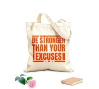 AILOONG Cabane à bandoulière en sangle Sois plus fort que tes excuses : design typographique pour salle de sport, citations motivantes tissu épais de 340g/m² Sac à dessin