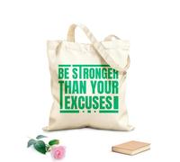 AILOONG Cabane à bandoulière en sangle Sois plus fort que tes excuses : design typographique pour salle de sport, citations motivantes tissu épais de 340g/m² Sac à dessin