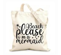 AILOONG Cabane à bandoulière en sangle tissu épais de 12 oz plage s'il vous plaît je suis une sirène Sac à dessin 31x36cm Moyen