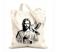 AILOONG Cabane à bandoulière en sangle tissu épais de 12 oz représentation de Jésus-Christ Sac à dessin 31x36cm Moyen