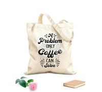 AILOONG Cabane à bandoulière en sangle un problème que seul le café peut résoudre lettrage au café tissu épais de 12 oz Sac à dessin 25x30cm Petit