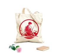 AILOONG Cabane à bandoulière en sangle Une image forte et symbolique d'un guerrier solitaire en méditation, une épée à la main, avec une montagne en arrière-plan. tissu épais de 340g/m² Sac à dessin