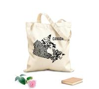 AILOONG Cabane à poignée plate art typographique de la carte du Canada, lettrage de la carte du Canada tissu épais de 12 oz Remplace le cartable 25x30cm Petit