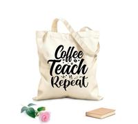 AILOONG Cabane à poignée plate café enseigner répéter typographie enseignement citations slogan tissu épais de 12 oz Remplace le cartable 31x36cm Moyen