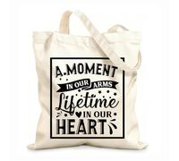 AILOONG Cabane à poignée plate Citations commémoratives de Noël Un moment dans nos bras Une vie entière dans nos cœurs tissu épais de 12 oz Remplace le cartable 31x36cm Moyen