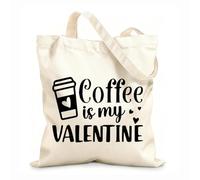 AILOONG Cabane à poignée plate Le café, c'est ma passion ! Bonne Saint-Valentin ! tissu épais de 12 oz Remplace le cartable 25x30cm Petit