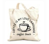 AILOONG Cabane à poignée plate Le café, c'est ma passion, j'adore le cappuccino et le latte. tissu épais de 12 oz Remplace le cartable 31x36cm Moyen