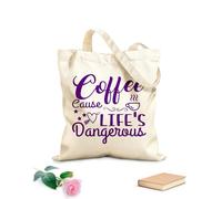 AILOONG Cabane à poignée plate le café rend la vie dangereuse typographique tissu épais de 340g/m² Remplace le cartable