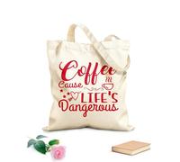 AILOONG Cabane à poignée plate le café rend la vie dangereuse typographique tissu épais de 340g/m² Remplace le cartable