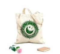 AILOONG Cabane à poignée plate mandala céleste cosmique représentant un croissant de lune, des étoiles et des vagues dans un cadre circulaire tissu épais de 340g/m² Remplace le cartable