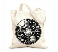 AILOONG Cabane à poignée plate Motif circulaire de mandala céleste tissu épais de 12 oz Remplace le cartable 35x40cm Grand