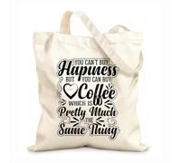 AILOONG Cabane à poignée plate On ne peut pas acheter le bonheur, mais on peut acheter du café, ce qui revient au même. tissu épais de 12 oz Remplace le cartable 25x30cm Petit