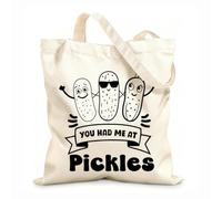 AILOONG Cabane à poignée plate personnages de cornichons excentriques avec des illustrations de concombres marinés tissu épais de 12 oz Remplace le cartable 31x36cm Moyen