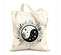 AILOONG Cabane à poignée plate un motif céleste yin yang complexe, une harmonie cosmique avec un ciel étoilé et des éléments botaniques tissu épais de 12 oz Remplace le cartable 31x36cm Moyen