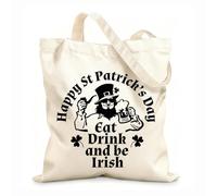 AILOONG Cabane en toile écrue Citation humoristique : Mangez, buvez et soyez irlandais ! Saint-Patrick, pub, bière, alcool, trèfle tissu épais de 12 oz Utilise comme sac à outils 31x36cm Moyen