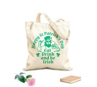 AILOONG Cabane en toile écrue Citation humoristique : Mangez, buvez et soyez irlandais ! Saint-Patrick, pub, bière, alcool, trèfle tissu épais de 340g/m² Utilise comme sac à outils