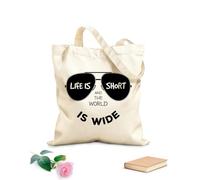 AILOONG Cabane en toile écrue La vie est courte et le monde est vaste. tissu épais de 12 oz Utilise comme sac à outils 25x30cm Petit