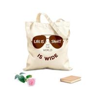 AILOONG Cabane en toile écrue La vie est courte et le monde est vaste. tissu épais de 340g/m² Utilise comme sac à outils