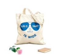 AILOONG Cabane en toile écrue La vie est courte et le monde est vaste. tissu épais de 340g/m² Utilise comme sac à outils