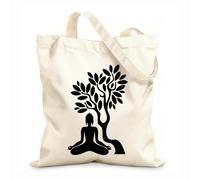 AILOONG Cabane réutilisable Arbre de Bouddha, Fleur de Yoga, Méditation, Relaxation, OM Zen tissu épais de 12 oz Slogan personnalisable 31x36cm Moyen