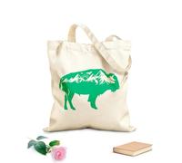 AILOONG Cabane réutilisable Bison animal sauvage montagnes soleil naturel tissu épais de 340g/m² Slogan personnalisable