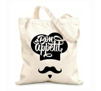 AILOONG Cabane réutilisable Bon Appétit Chef Cuisinier tissu épais de 12 oz Slogan personnalisable 35x40cm Grand