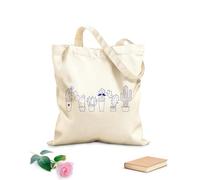 AILOONG Cabane réutilisable cactus de dessin animé joyeux avec une moustache amusante, bureau, Instagram tissu épais de 340g/m² Slogan personnalisable