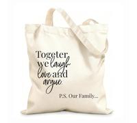 AILOONG Cabane réutilisable Calligraphie Ensemble Rire Aimer Famille Phrases tissu épais de 12 oz Slogan personnalisable 31x36cm Moyen