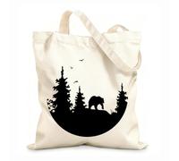 AILOONG Cabane réutilisable Chambre à coucher, Lune, Forêt des Ours, Nuit Naturelle tissu épais de 12 oz Slogan personnalisable 25x30cm Petit