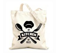 AILOONG Cabane réutilisable Devise du chef : Ma cuisine, mes règles tissu épais de 12 oz Slogan personnalisable 31x36cm Moyen