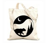 AILOONG Cabane réutilisable Maison de lune des arbres à ours naturels tissu épais de 12 oz Slogan personnalisable 25x30cm Petit