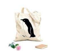 AILOONG Cabane réutilisable Pingouin Animal Arctique Glace Océan Naturel tissu épais de 12 oz Slogan personnalisable 25x30cm Petit